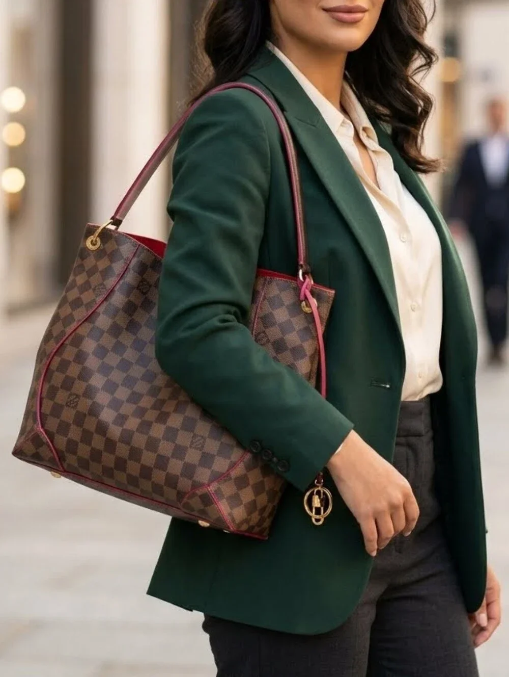 Louis Vuitton Caissa Hobo Damier Ebene Canvas Shoulder Bag